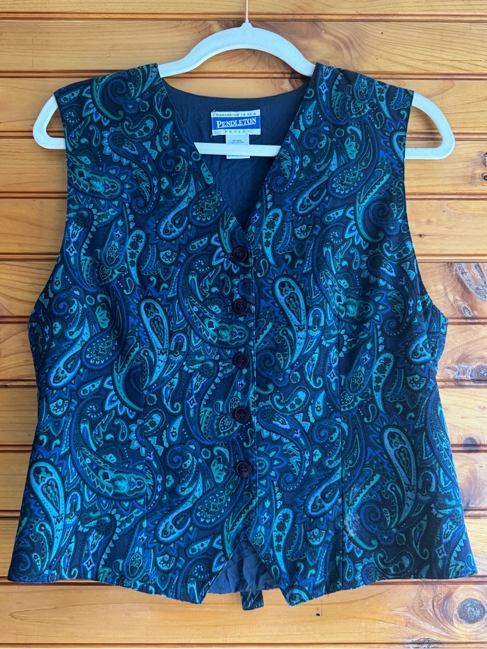 Pendleton 90s Paisley Vest 6P Vintage Fitted Button Front Dark Academia